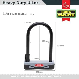 Burg Wachter 1600HB Sold Secure Gold Approved D Lock Bike Lock, Grey/Black, Small