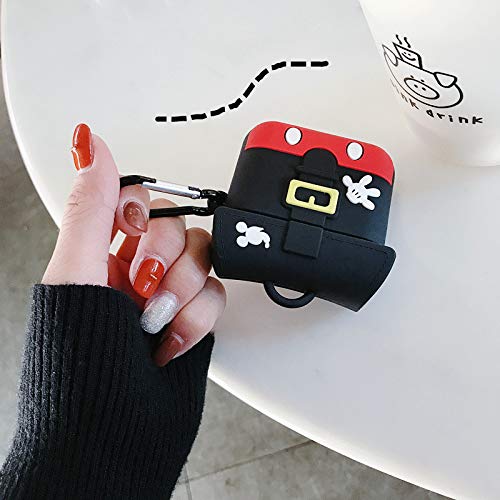Case For Airpods 1/2 Cute Soft Silicone, Cartoon 3D Fun Animal Pattern Cover For Girls Kids Teens Character Design Airpod Funny Fashion Kawaii Cases For Air Pods Boy Mouse School Bag Black #TOP2