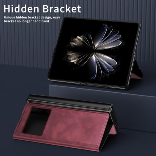 Protection Xiaomi Mi Mix Fold 2 rouge, coque rigide fine antichoc avec support de visionnage - 6