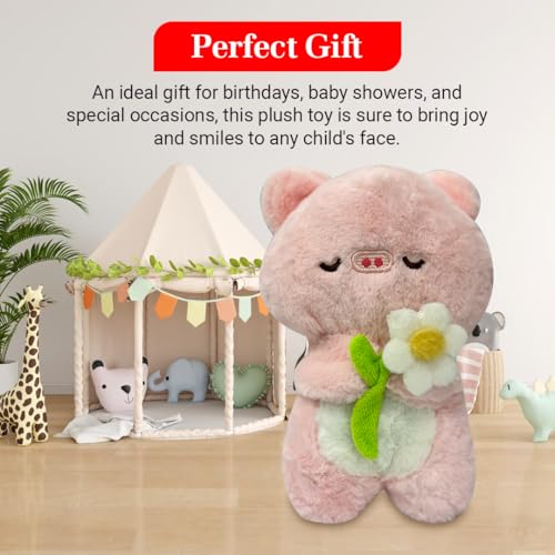 Image of ADORA Hooded Teddy Bear Soft Toy - Kawaii Plushie for Kids, Cute & Huggable Baby Plush Toy, Lovable Gift for Boys & Girls, Ideal for Birthdays & Special Occasions (Teddy Flower)
