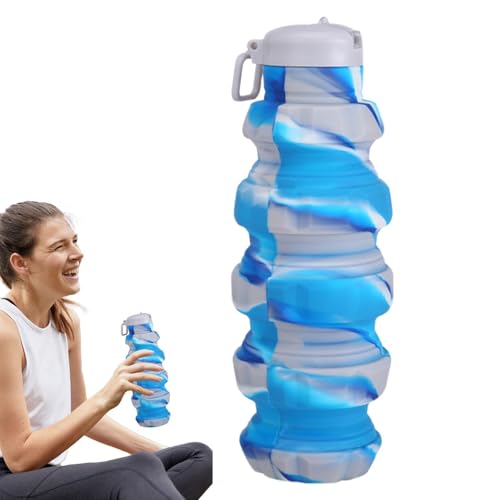 Botella de agua plegable reutilizable 500 ml compacta para deporte 8
