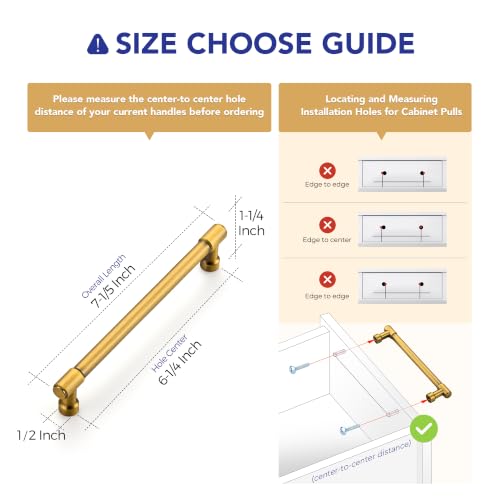 Image of Ravinte Brushed Brass Kitchen Pulls Cabinet Handles 6-1 /4 Inch 10 Pack