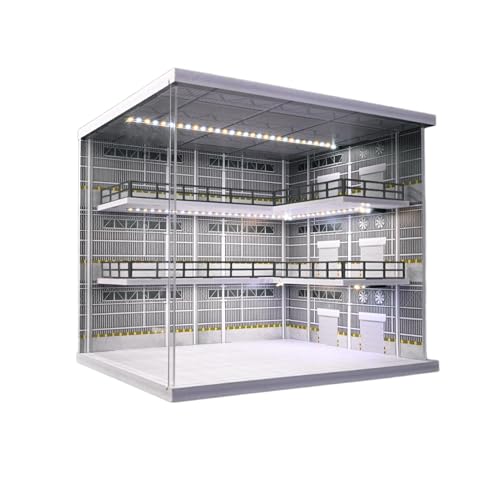 NUEIOVRW 1:64 Diorama 3 Tier Garage Model 3-Color LED Lighting Parking Lot