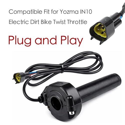 Image of Compatible Fit for Yozma IN10 Valtinsu Strike Shadow SX Electric Dirt Bike Twist Throttle, Full Twist Throttle Handle with Male Connector, Rolling Bearing & Cable Kit