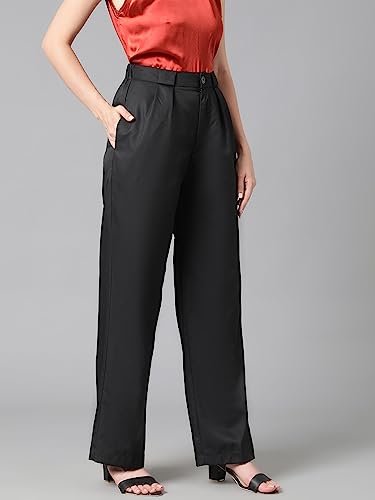 Image of KOTTY Women's Tailored Fit Trousers with Stylish Pleats