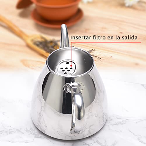 SANQIAHOME 1,5 litros Tetera de acero inoxidable,Cafetera ,Pulido Espejo, De Plata - Imagen 7