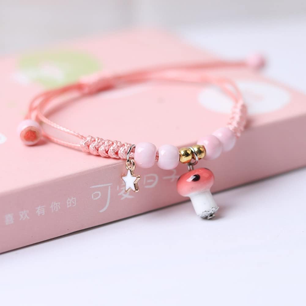 Pingyongchang 6Pcs Cute Funny Mushroom Bracelets Colorful Beaded Luck String Rope Chain Braided Bracelet Friendship Jewelry for Women - Image 6