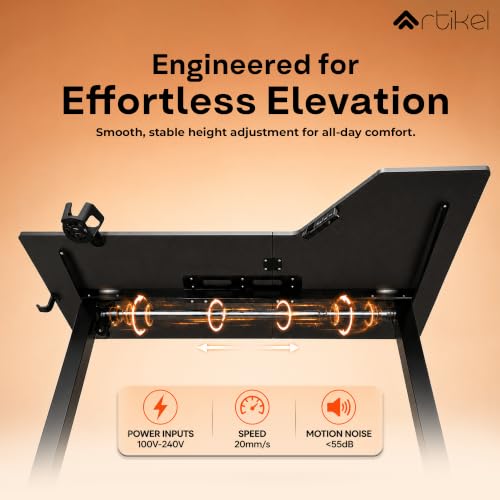 Image of Artidesk Pisthol Electric Height Adjustable Standing Desk L-Shaped Sit Stand Office Gaming Table for Home 140x85cm | USB-C | LED Display | 3 Memory Presets | Timer | Anti-Collision | 80kg Capacity