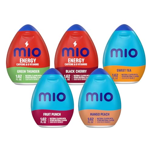Mio Water Enhancement Variety Pack Includes Green Thunder, Black Cherry, Fruit Punch, Sweet Tea and Mango Peach 1.62 Fl Oz each (Pack of 5)