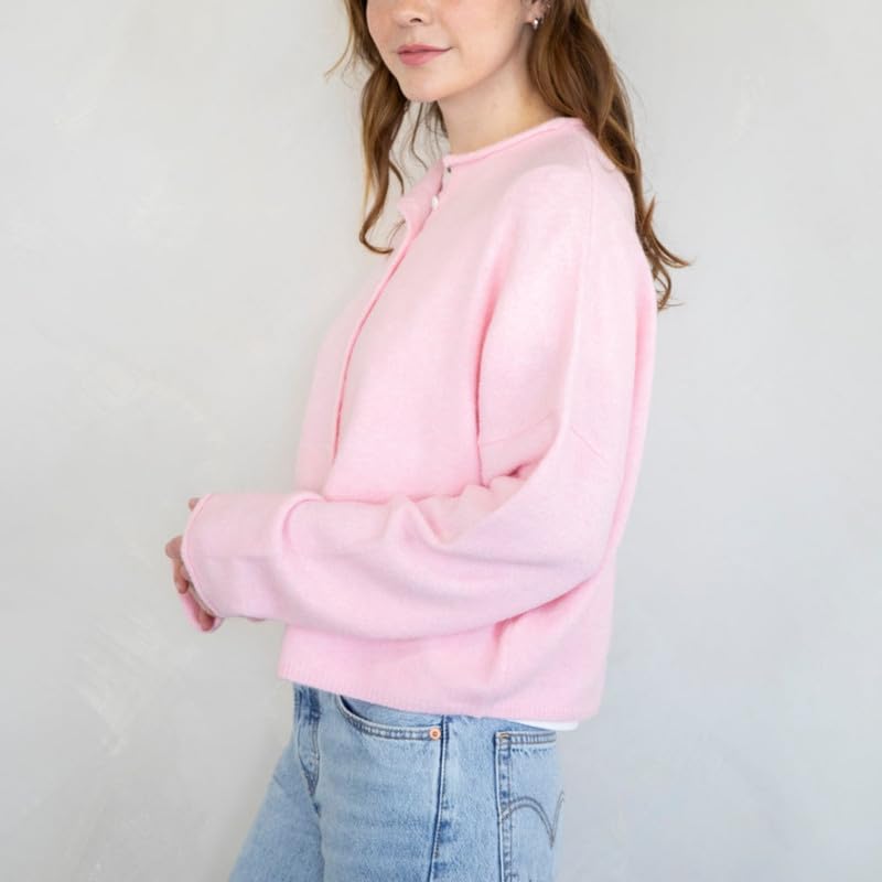 Image of Women Y2k Knitted Cardigan Long Sleeve Button Down Sweater Lightweight Casual Cardigan Loose Fall Streetwear