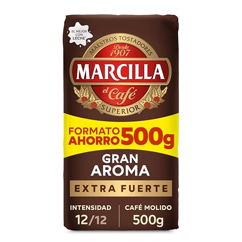Marcilla Café Molido Gran Aroma Extra Fuerte| 500 g | Intensidad 12, Para Cafetera Italiana, de Filtro o Pistón