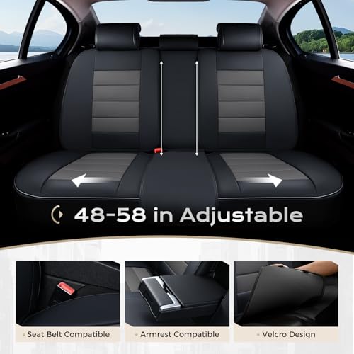 Image of Coverado Car Seat Covers Full Set, Seat Covers for Cars, Front Seat Covers and Back Seat Cover Waterproof Leather Automotive Seat Cover, Universal Car Interior Protectors Cushion for Most Cars