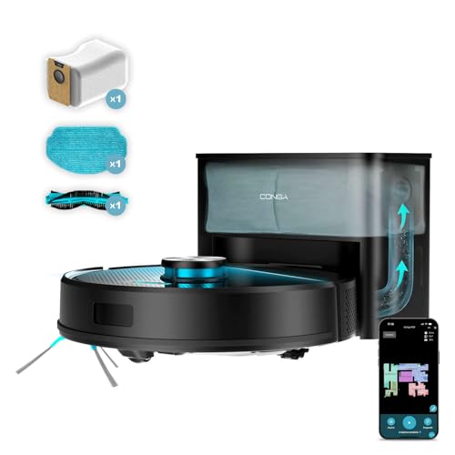 Cecotec Robot Aspirapolvere e Lavapavimenti con Base Autovuotante Conga Y50. Navigazione Laser, 5000Pa Pressione Aspirazione, Spazzola Multifunzione Tutte le Superfici, Base con Sacco Polvere 3L