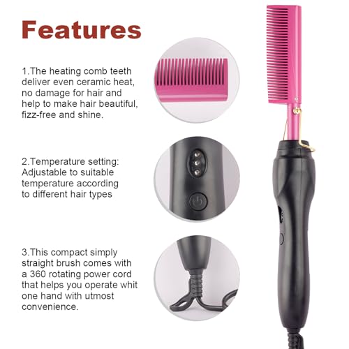 Cepillo plancha cerámica 2 en 1 para cabello y barba miniatura 6