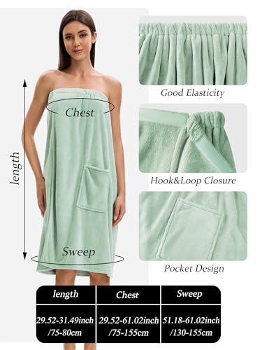 Image of Towel Wrap For Women After Shower,Plush Bath Robe Female,Sauna Spa Wrap Around Towels With Pockets