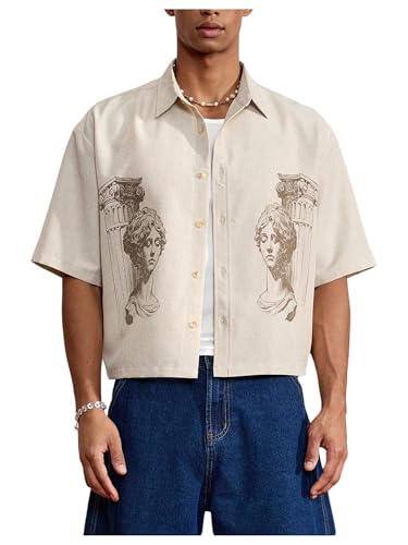Amazon.com: GORGLITTER Men's Striped Boxy Copped Shirt Pocket
