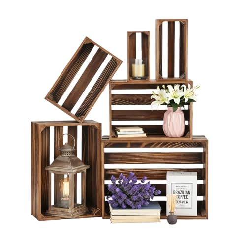 OINETRK Set of 6 Decorative Wood Crates for Display, 6