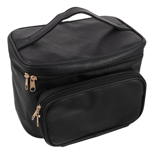 Trousse de maquillage voyage et organisateur cosmétique noir pour femme avec séparateurs