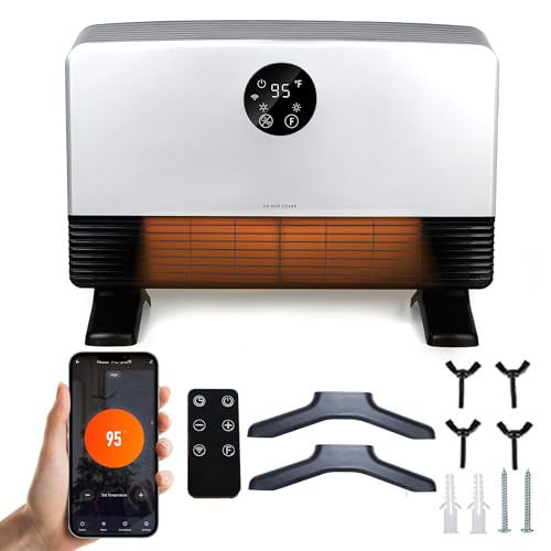 WARMLREC Space Heaters for Indoor Use, 1500W Fast Heating Portable Heater, Floor or Wall Mounted Heater with Remote Control, 24H Timer, 3 Heating Modes, Electric Heater for Bedroom and Office