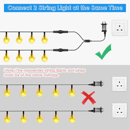 Dalugo Christmas Lights Splitter Connector, IP65 Waterproof Two Pin Connectors for Fairy, Icicle, Curtain, Net, and G40 Globe Lights