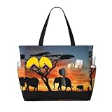 HKHLHLH Bolsas de playa ligeras con diseño de elefante africano para mujer, bolsa de playa grande, bolsa de playa, bolsa de playa para natación, bolsa grande, Black, Talla única