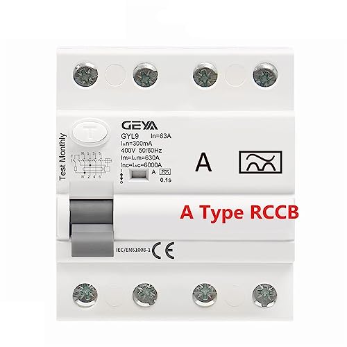 Disjoncteur différentiel 4P 63A type A 300mA pour protection triphasée