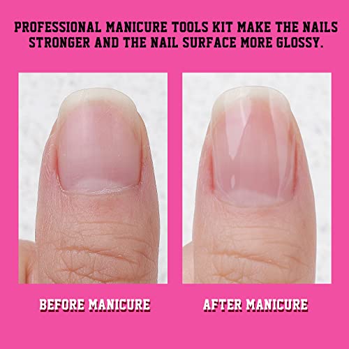 Nail Buffers And Files, Fandamei Manicure Tools Kit With 3Pcs File, 2Pcs Buffer, Rectangular Buffer Block, Cuticle Nippers, Pusher, Peeler. Oil Brush. #TOP6