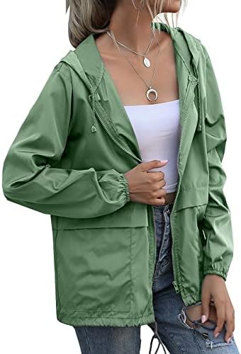 Women's Raincoats Lightweight Waterproof Windproof Adjustable Windbreaker Rain Jackets Hooded with Pockets S-XXL