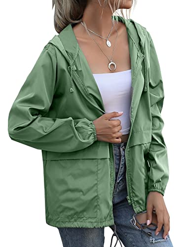 Jminger AM0015_G_M Women'S Cycling Rain Jackets Waterproof Windbreaker Running Jackets Rain Gear Packable Lightweight Hooded Green thumb #2