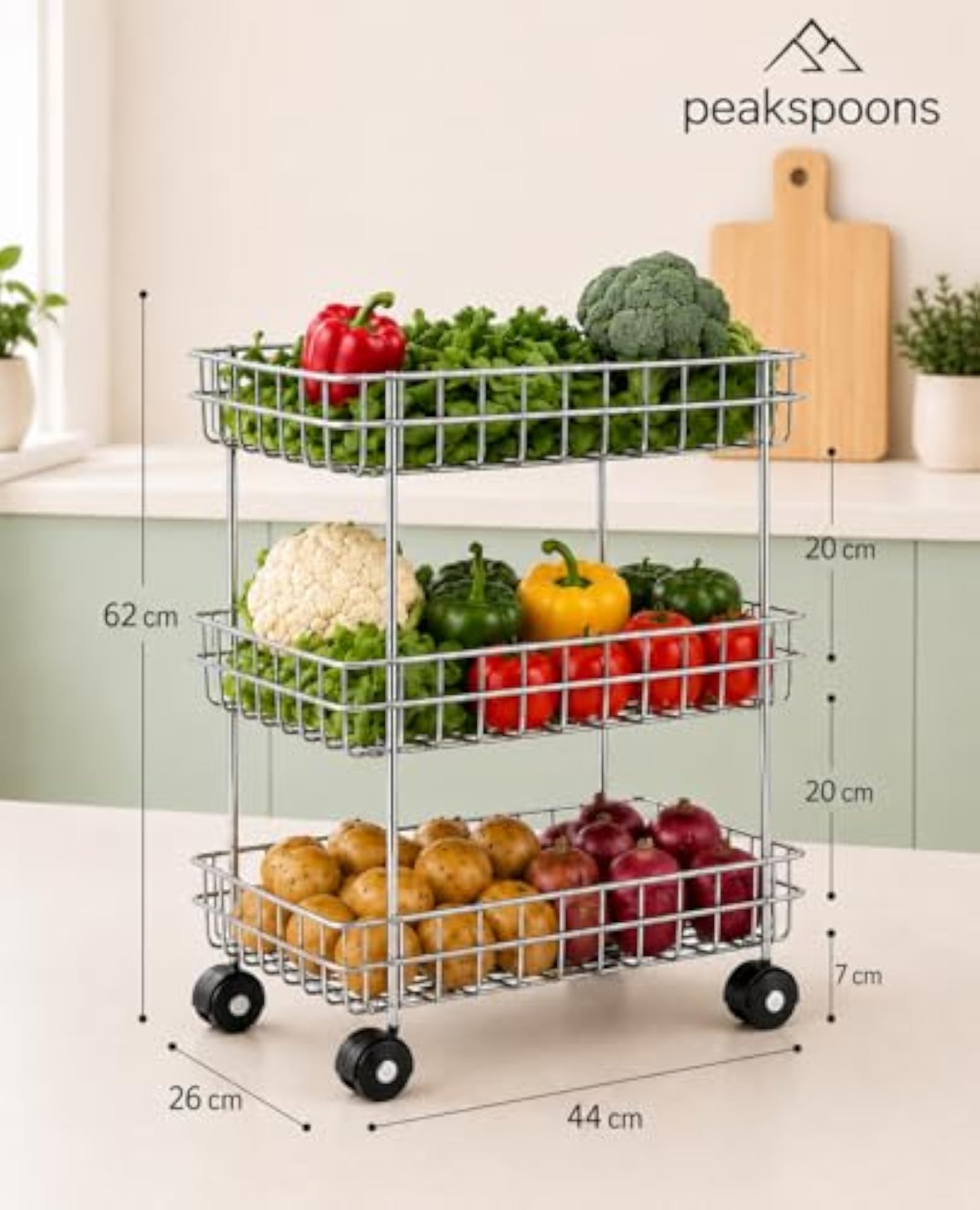 3-Layer Stainless Steel Fruit and Vegetable Storage Rack