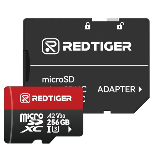 Image of REDTIGER High Speed 256GB Micro SD Card with Adapter, microSDXC UHS-I Class 10, U3, V30 A2, Support for Dash Cam and 4K Video Recording, Compatible with F7NP-V07&F9&F7NT-V04&F17&VP20&F17PLUS