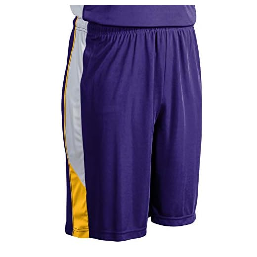 CHAMPRO boys Youth Rebel Polyester Basketball Short, Purple, Gold, White, Medium US