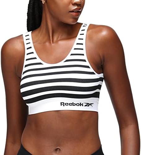 Reebok Women's Kira Bra, White/Black Stripped, S UK