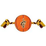 Pets First NBA Cleveland Cavaliers Basketball Toy. - Tough Nylon Pet Toy with Tug Ropes & Inner Squeaker, One Size, CAV-3105