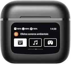 Fone de ouvido Bluetooth com tela sensível ao toque inteligente,Fone sem fio,Fone de Ouvido Bluetooth Intra-Auricular Sem Fio,Tela colorida de LCD,Fone sem fio (Ferroso)