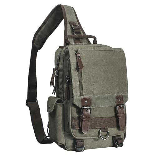 Image of mygreen Canvas Cross Body Messenger Bag Shoulder Sling Backpack Travel Rucksack