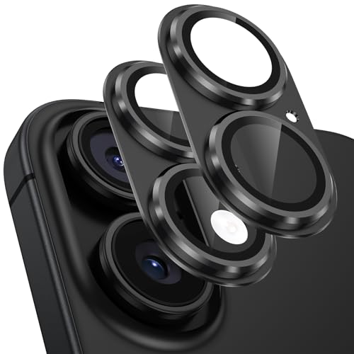 「2枚セット」カメラフィルム iPhone 17用 カメラ保護 全面保護 黒縁取り 超高透過率 アイフォン17 レンズカバー 耐衝撃 9H強化ガラス 一体化 いphone17 カメラカバー アルミ レンズガード ブラック