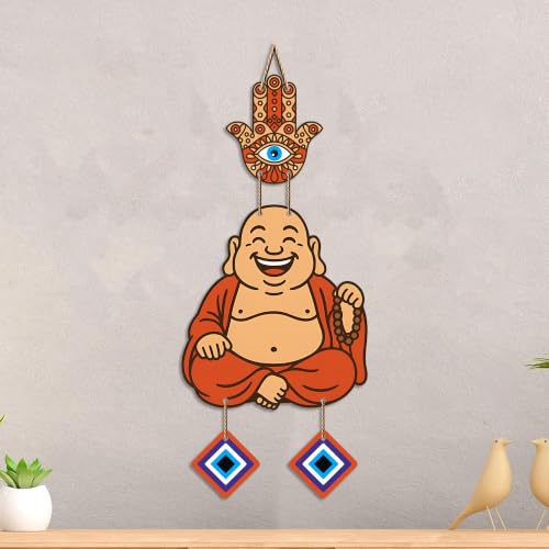 Image of Artvibes Smiling Monk Evil Eye Wall Hanging Decor for Home Entrance | Positive Energy Protection Ornament | Nazar Battu Wall Accent for Living Room | Office | Gift Item (WH 85143N)