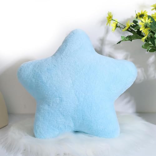 champracer Kuschelkissen Kinder Sternkissen Plüsch Kissen Dekokissen für kuschelecke kinderzimmer, Weiche Flauschige Sternform Zierkissen Sofakisse für Heimdekoration (Blau,40 cm)