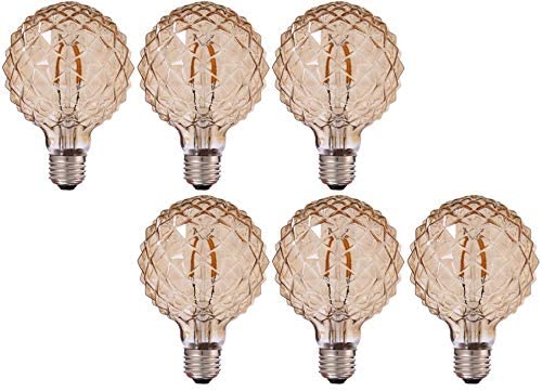 KLED LED Vintage Edison Bulb, Dimmable, G30 G95 4W (40W Equivalent), LED Filament Bulb, 350 Lumen, 2200K (Warm White), Medium Base E26, Pineapple Bulb, UL-Listed, 6 Pack