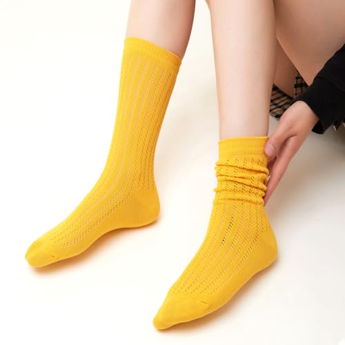 Image of Women's Mesh Sheer Lace Cotton Crew Socks Pack Of 3