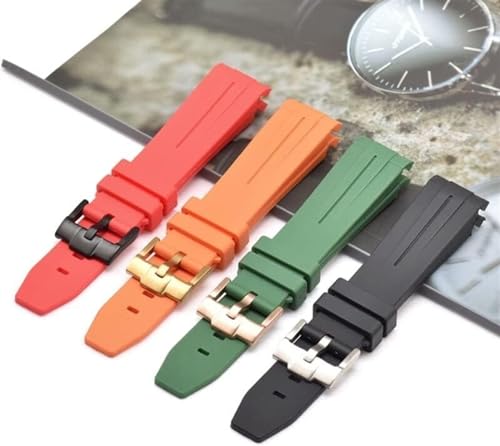 Bracelet de montre en caoutchouc noir bleu 21mm pour Rolex - 4