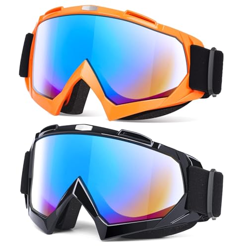KASTWAVE Versatile 2-Pack Motorcycle Goggles for Adults & Kids - Perfect for Dirt Biking, Skiing, Climbing, and More!