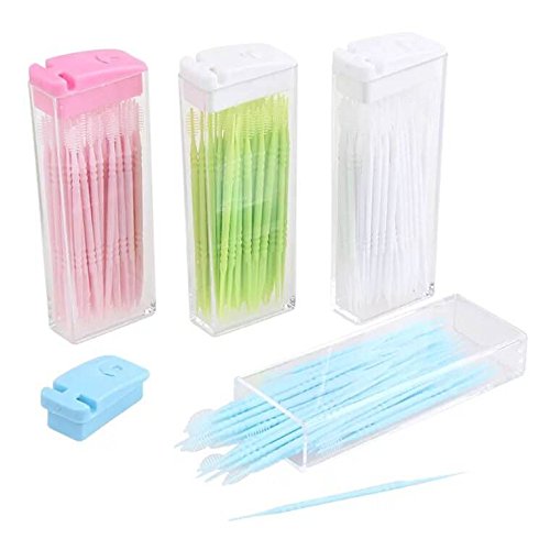 Brush Toothpick 200 Pcs Pack Plastic Poke Head 4 Box In Package #TOP1