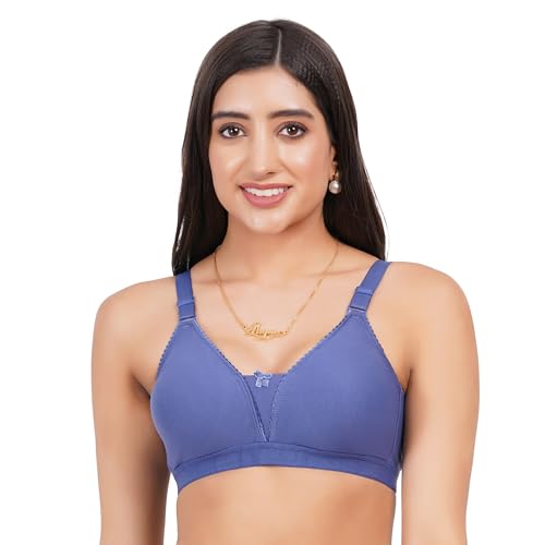 Image of Non Padded in B, C and D Cup Bra - Made of Pure Cotton Full Coverage Over Size Non Wired Pushup Soft Cup for T-Shirt Saree Dress Sports Garment for Daily Use Everyday