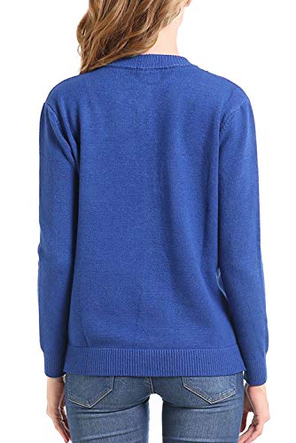 Women Thick Button Down Cardigan Sweaters Crew Neck Medium Weight Long Sleeve3