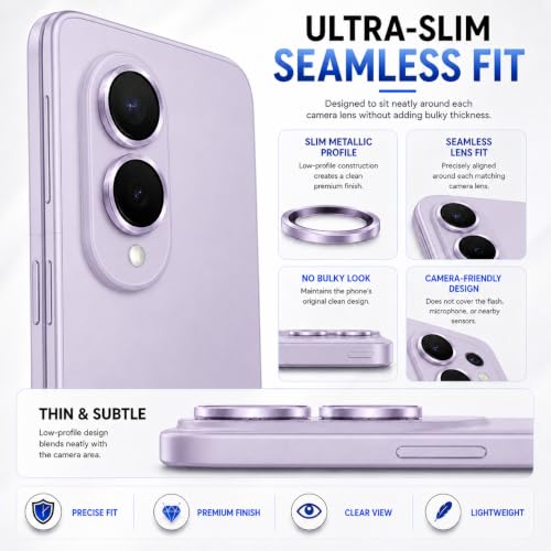 Image of ArmourPro Camera Lens Protector for Samsung Galaxy Z Fold 8 with Auto Alignment Installation Frame, AR+AF Coated Tempered Glass Camera Rings, Anti-Scratch, Case Friendly | Purple