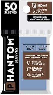 5 Packs Phantom Sleeves: Brown Size (43mm x 65mm) - Gloss Gloss (50) (Compatible with: Mini-Chimera and More) Value Bundle!