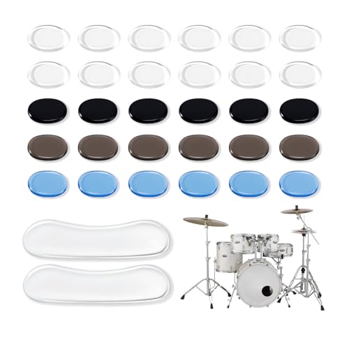 VixxNoxx 32 Pieces Silicone Drum Dampener Gel Pads for Tone Control