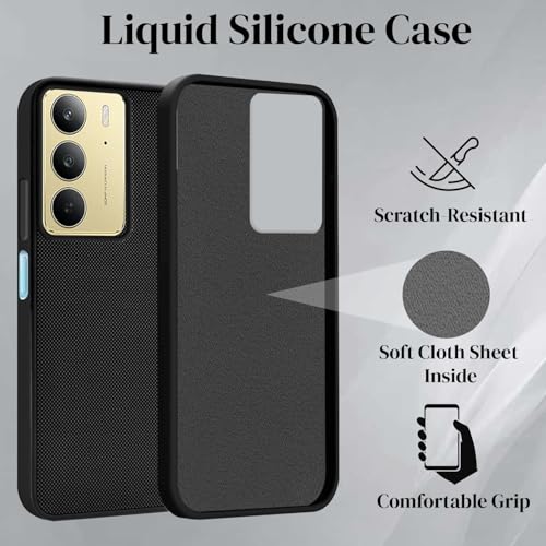 Image of Jkobi Back Cover Case for Realme C75 5G (Textured Grip Design | Micro-Fiber Cloth Inside | Slim and Light Weight | Soft Touch and Feel | Black)